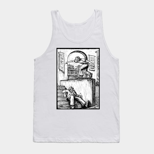 Backside Tailslide over the guy Tank Top by Octomanart